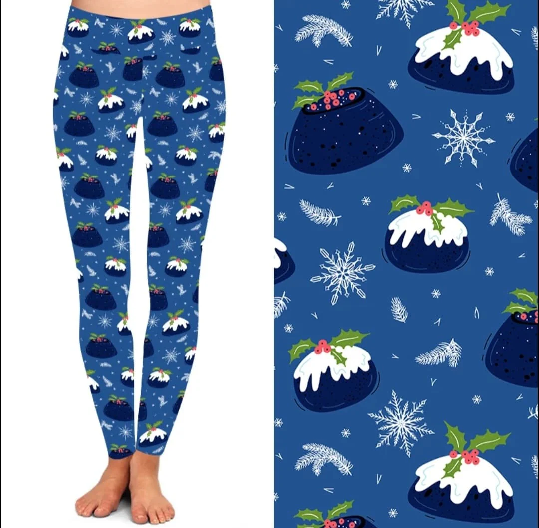24/7 Full Length Leggings – Christmas Pud Pattern - Image 2