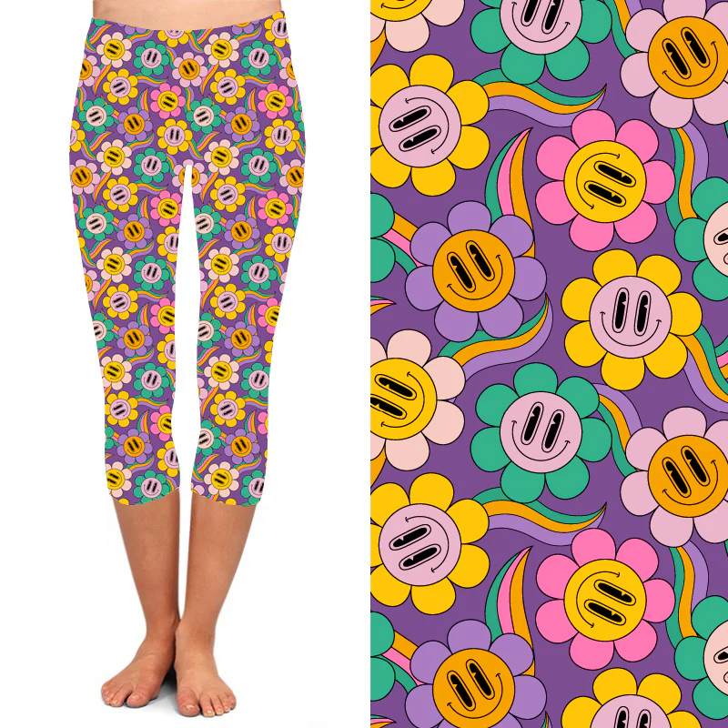 24/7 Capri Leggings – Smiley Sunflowers - Image 3