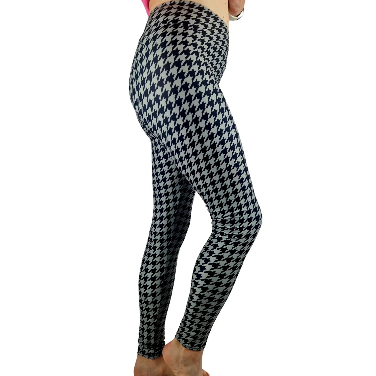 24/7 Full Length Leggings – Mono Houndstooth Halloween Pattern