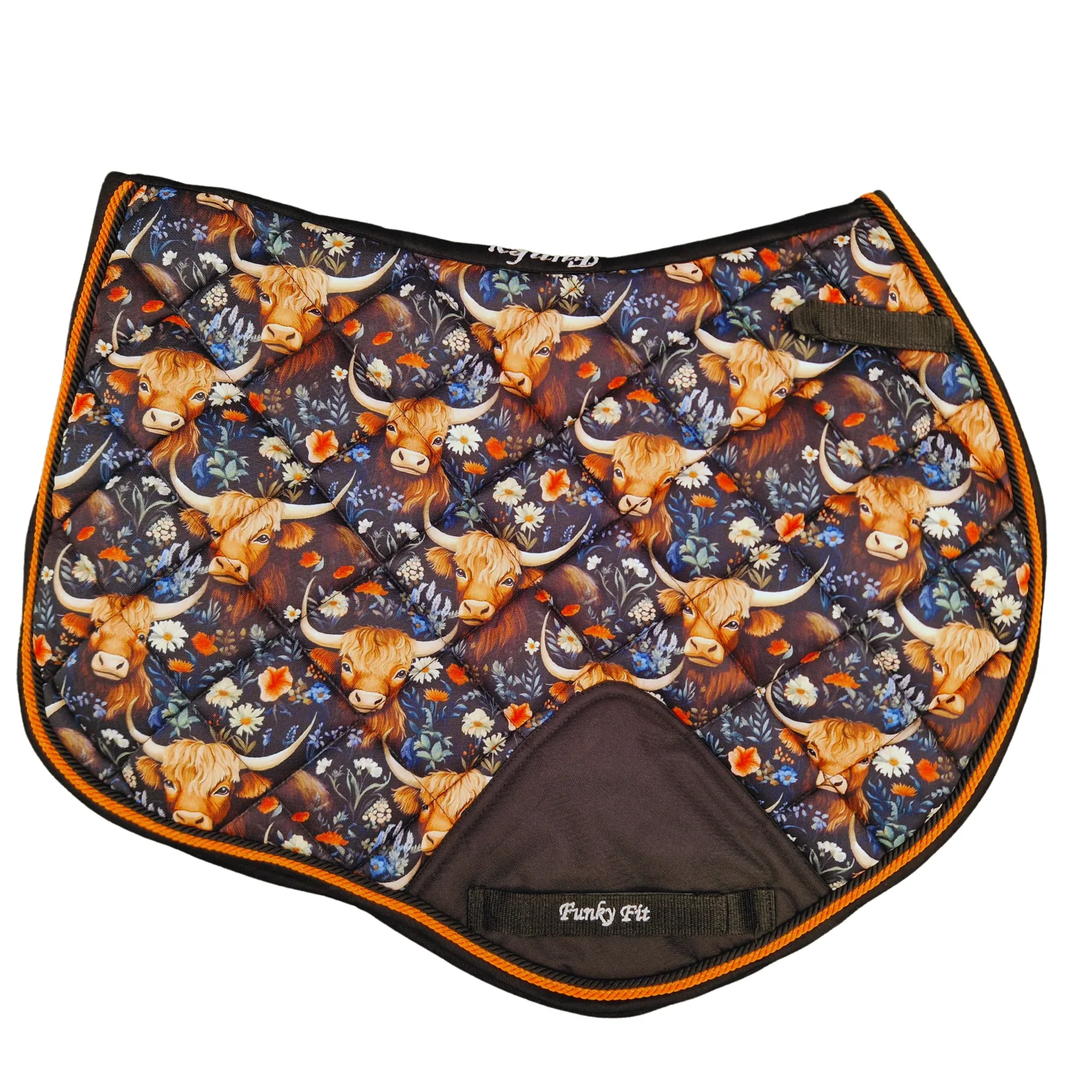 Matching Set Bundle! Saddle Pad, Fly Veil & Brushing Boots - Highland Cow - Image 4