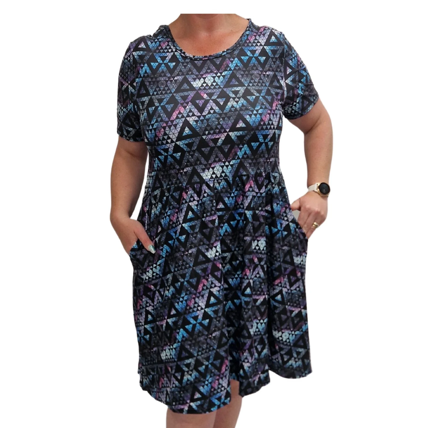 Geo Harmony Vintage Skater Dress - Image 2