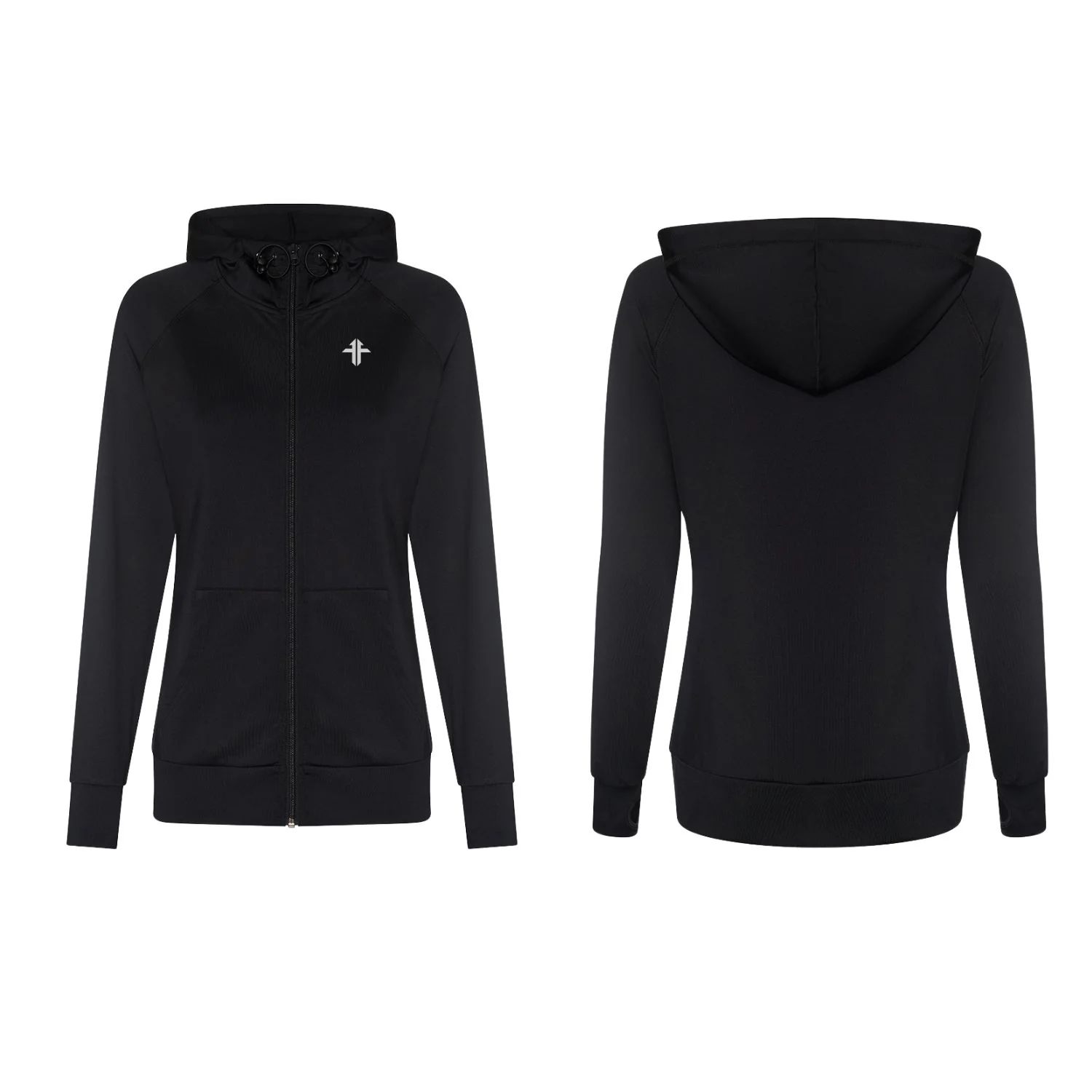 Ladies Cool Active Contrast Zoodie - Jet Black