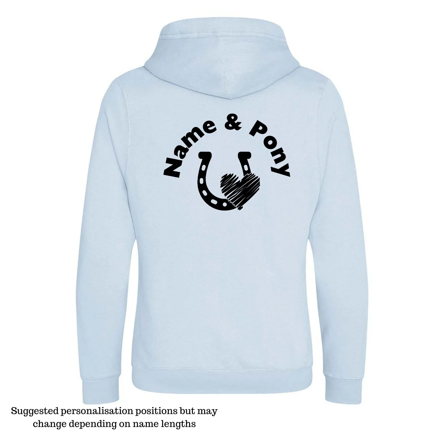 Personalised Cross-Neck Hoodie - Horse Shoe & Heart Design - Image 6