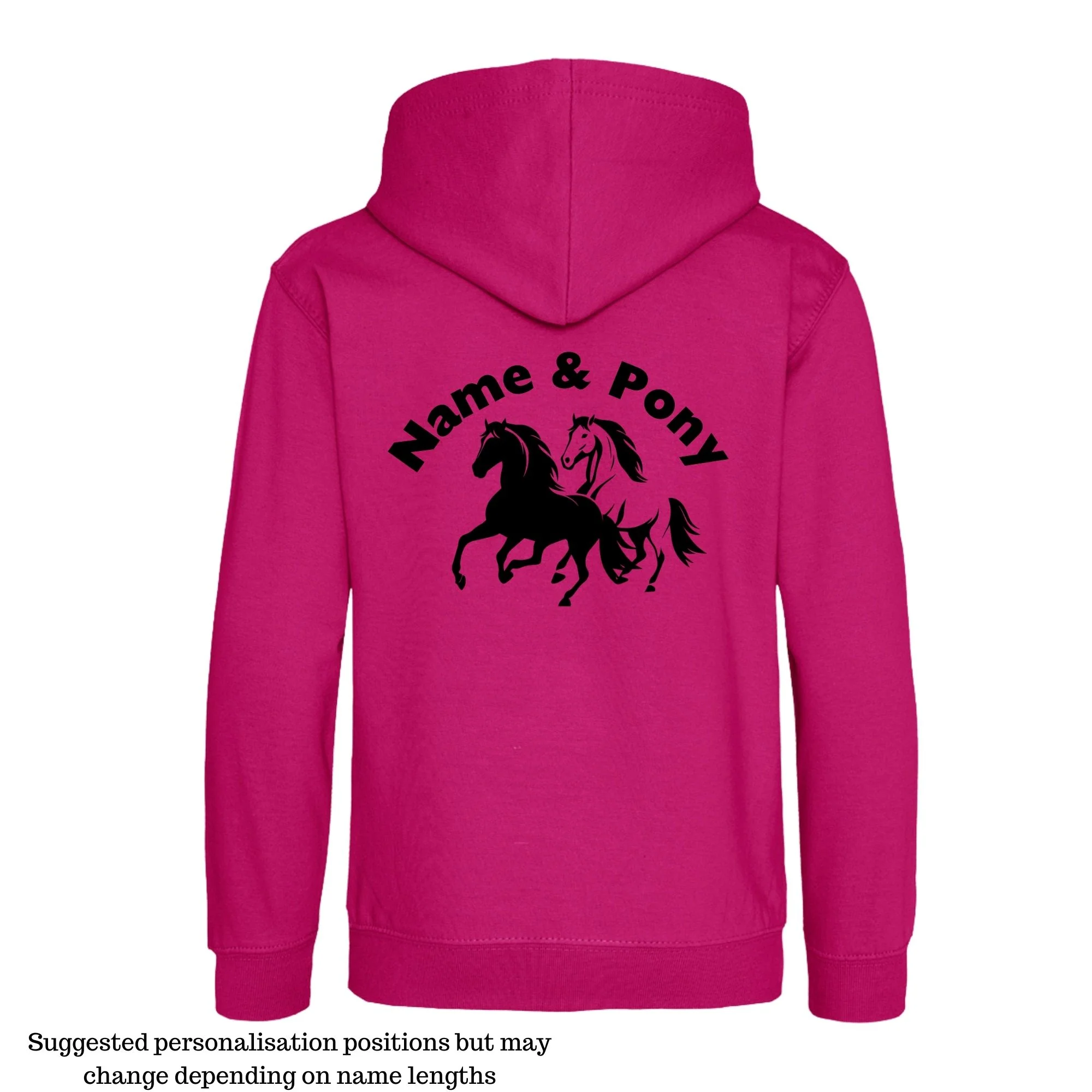 Personalised Equestrian Hoodie Kids - Galloping Horses Design - Image 3
