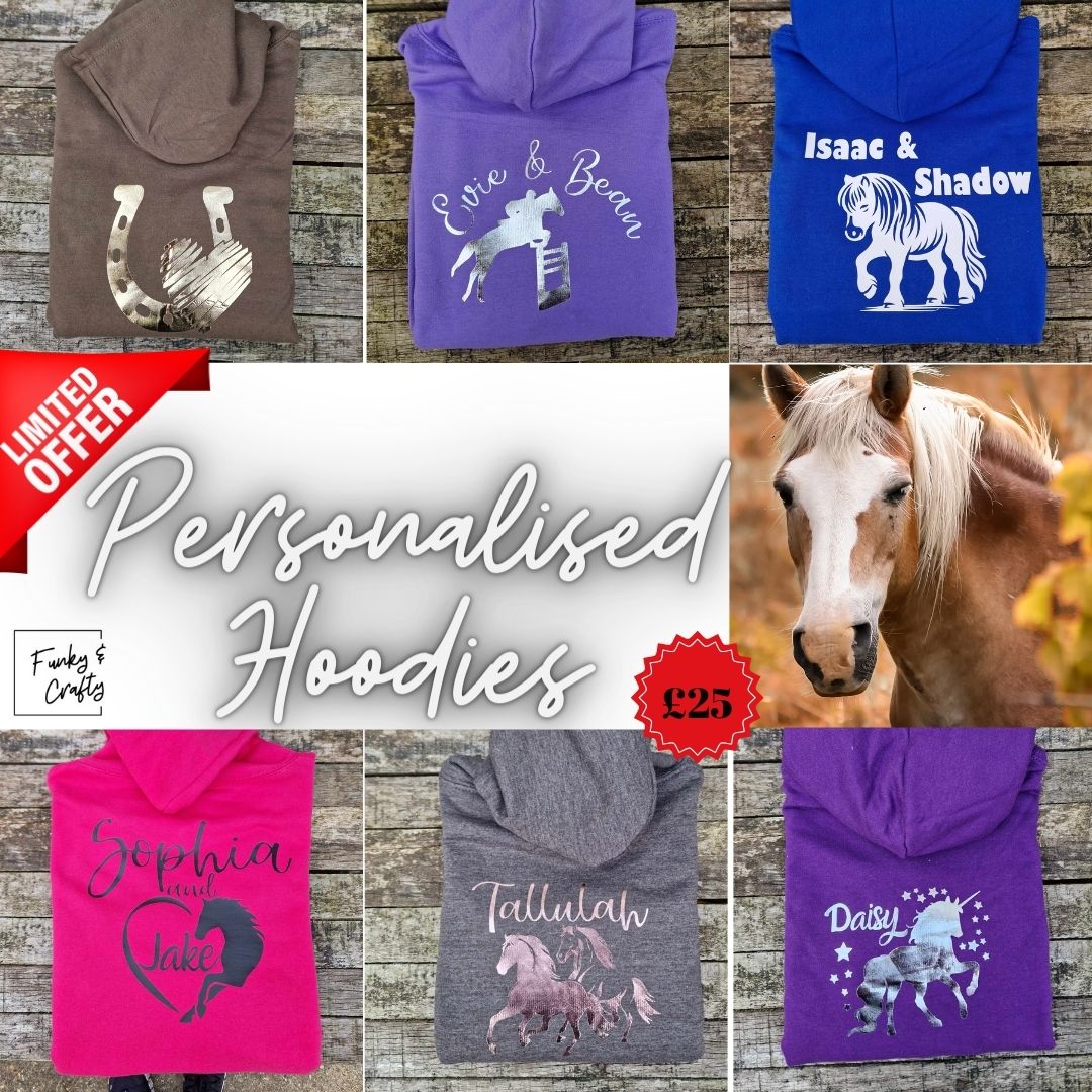 Personalised Equestrian Hoodie Kids - Galloping Horses Design - Image 9