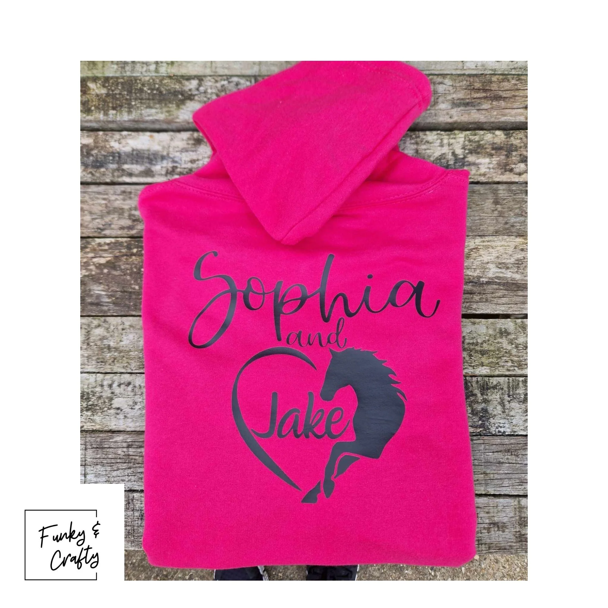 Personalised Equestrian Hoodie Kids - Heart & Horse Design - Image 3
