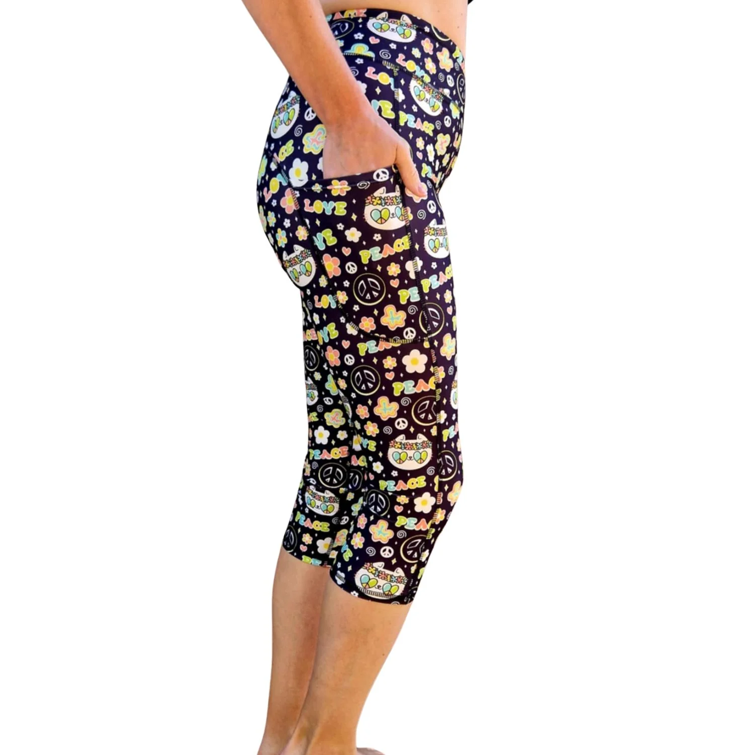 SCULPT Yoga Capri Leggings - Hippie Cat