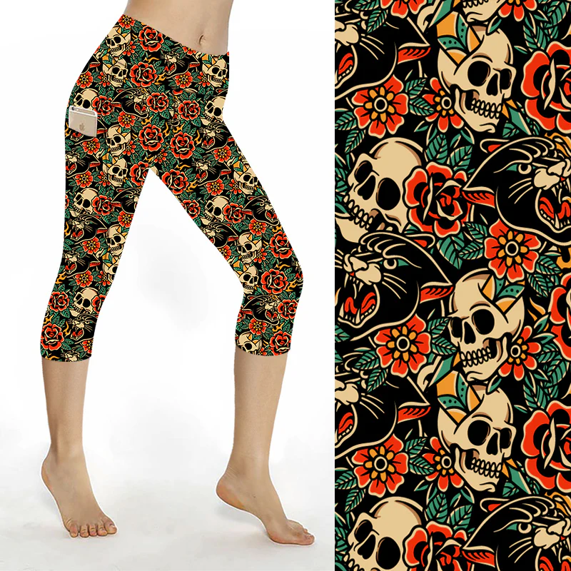 SCULPT Yoga Capri Leggings - Old School Tat - Image 3