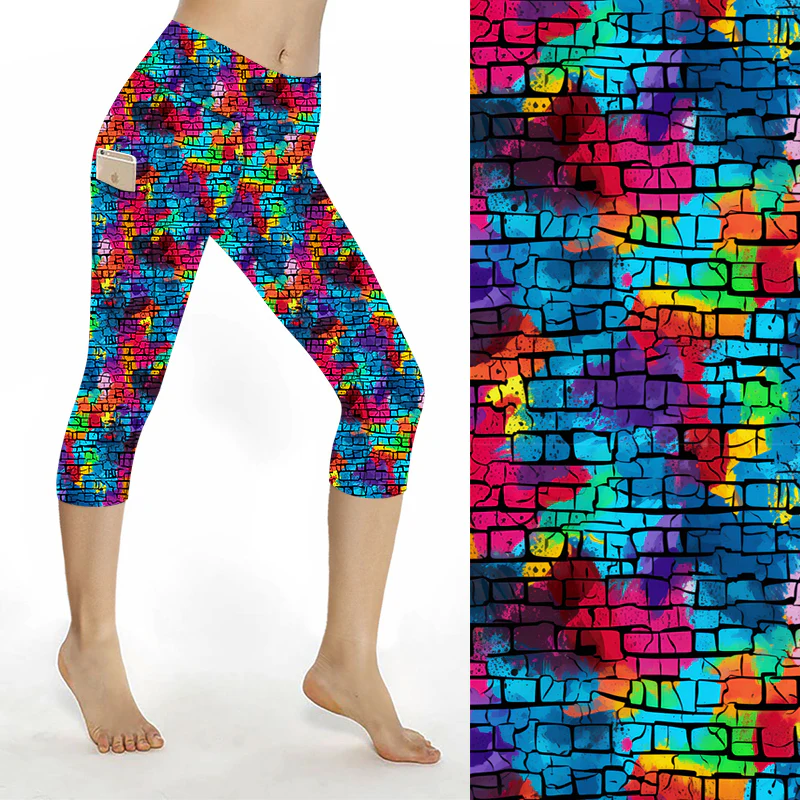 SCULPT Yoga Capri Leggings - Rainbow Wall - Image 2