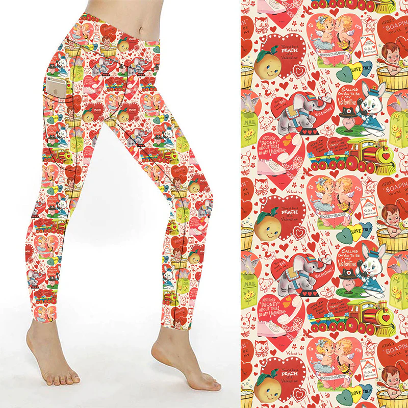 SCULPT Yoga Full Length Leggings - Peachy Vintage Valentines - Image 5