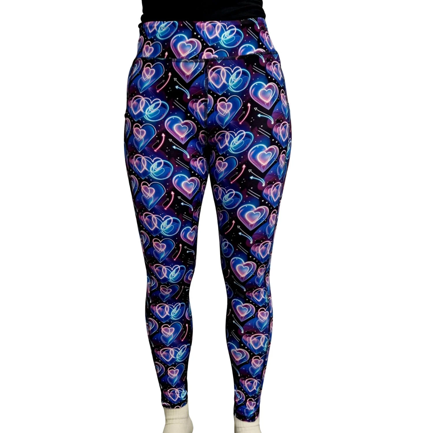 SCULPT Yoga Full Length Leggings - Valentines Neon Hearts - Image 3