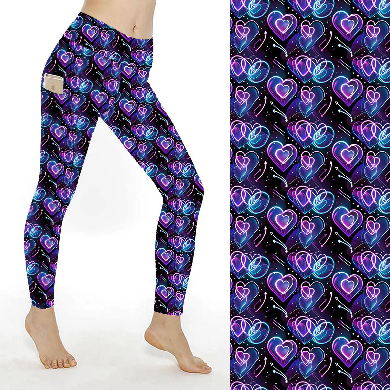 SCULPT Yoga Full Length Leggings - Valentines Neon Hearts - Image 5