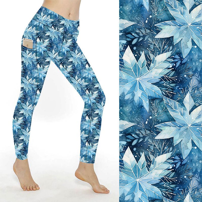 SCULPT Yoga Full Length Leggings - Winter Snow Flakes - Image 2