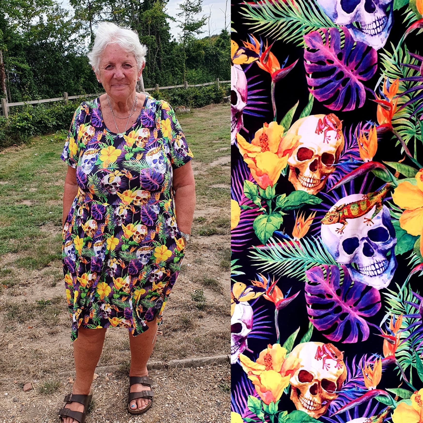 Tropical Skulls Vintage Skater Dress - Image 3